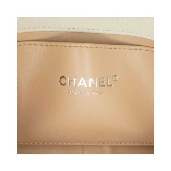 Pre Loved Chanel Mini Quilted Lambskin Chain Rows Flap Women White Crossbody - Picture 7 of 8